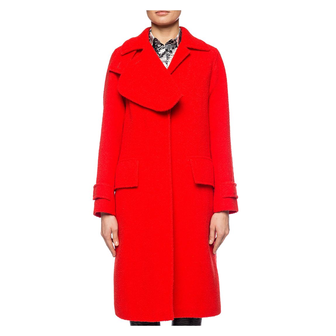 Red Wool Blend Flared Coat main product photo