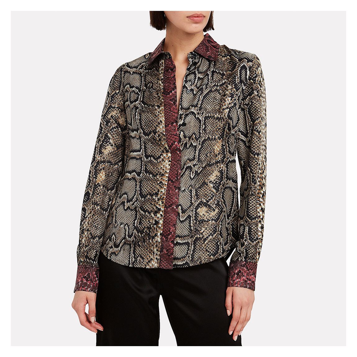 Khaki Silk Snake Print Shirt main product photo