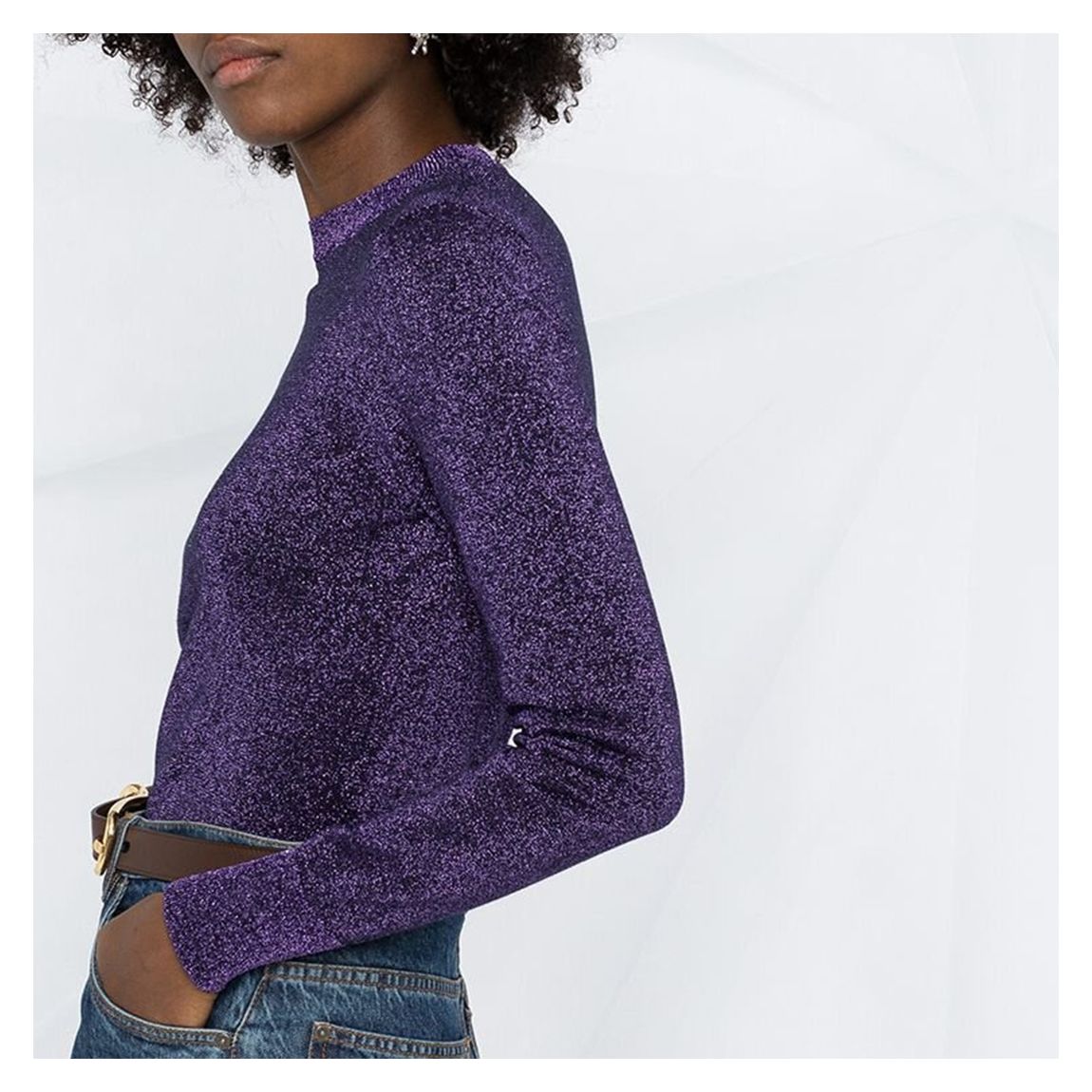 Dark Purple Lurex Crewneck Jumper main product photo