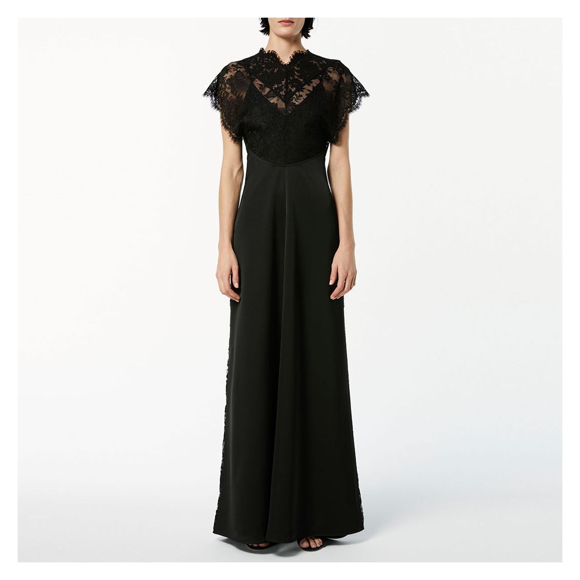 Black Lace Top Floor Length Dress main product photo