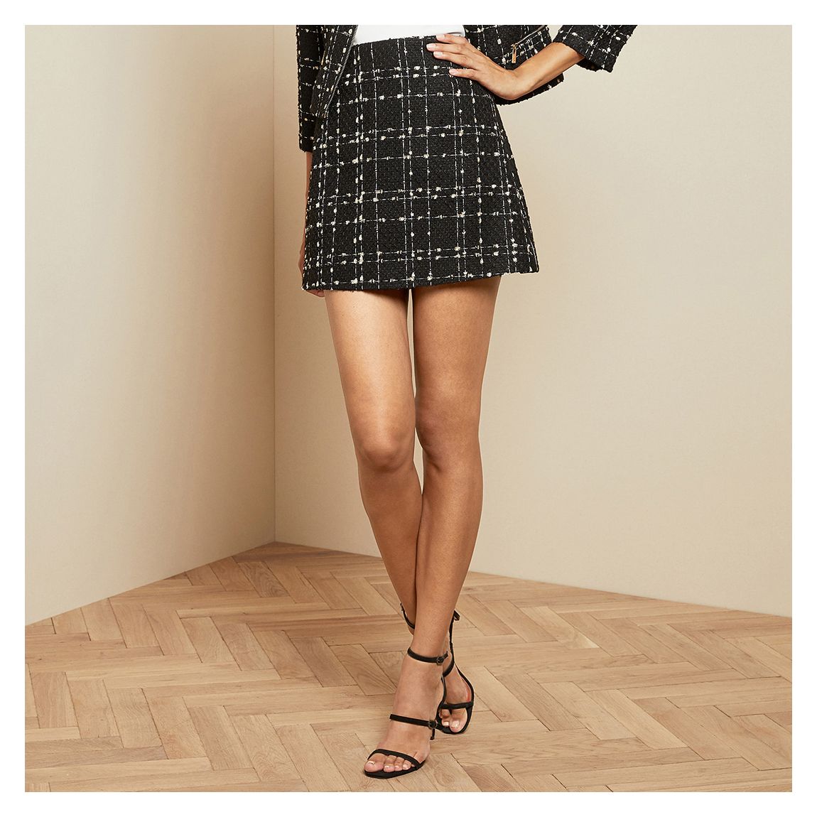 Black Chele Metallic Boucle Skirt main product photo