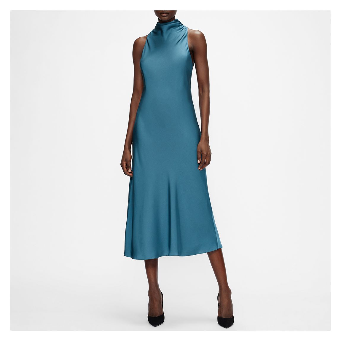 Blue Joiya Cowl Neck Sleeveless Midi Dress main product photo
