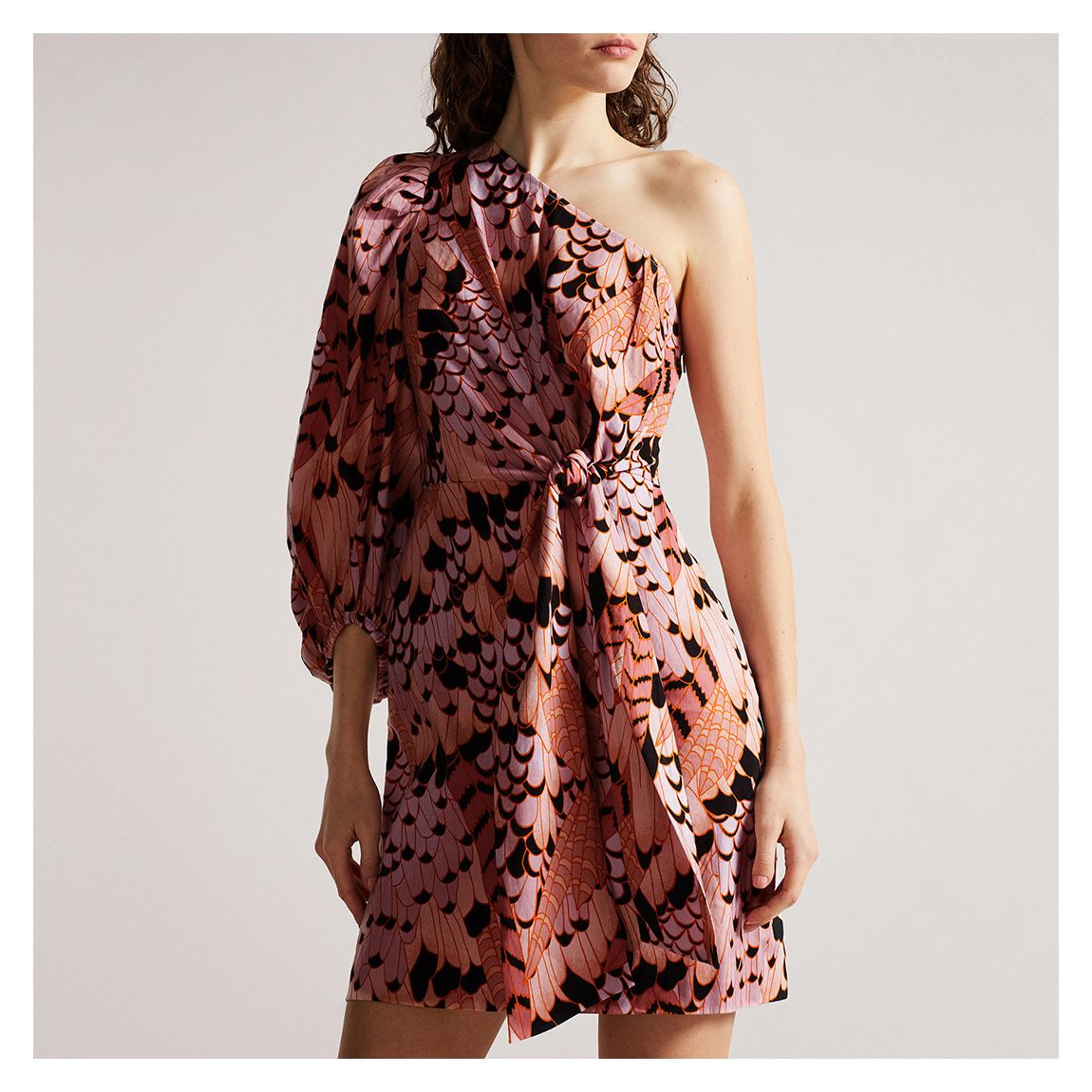 Orange Larae One Shoulder Linen Dress main product photo