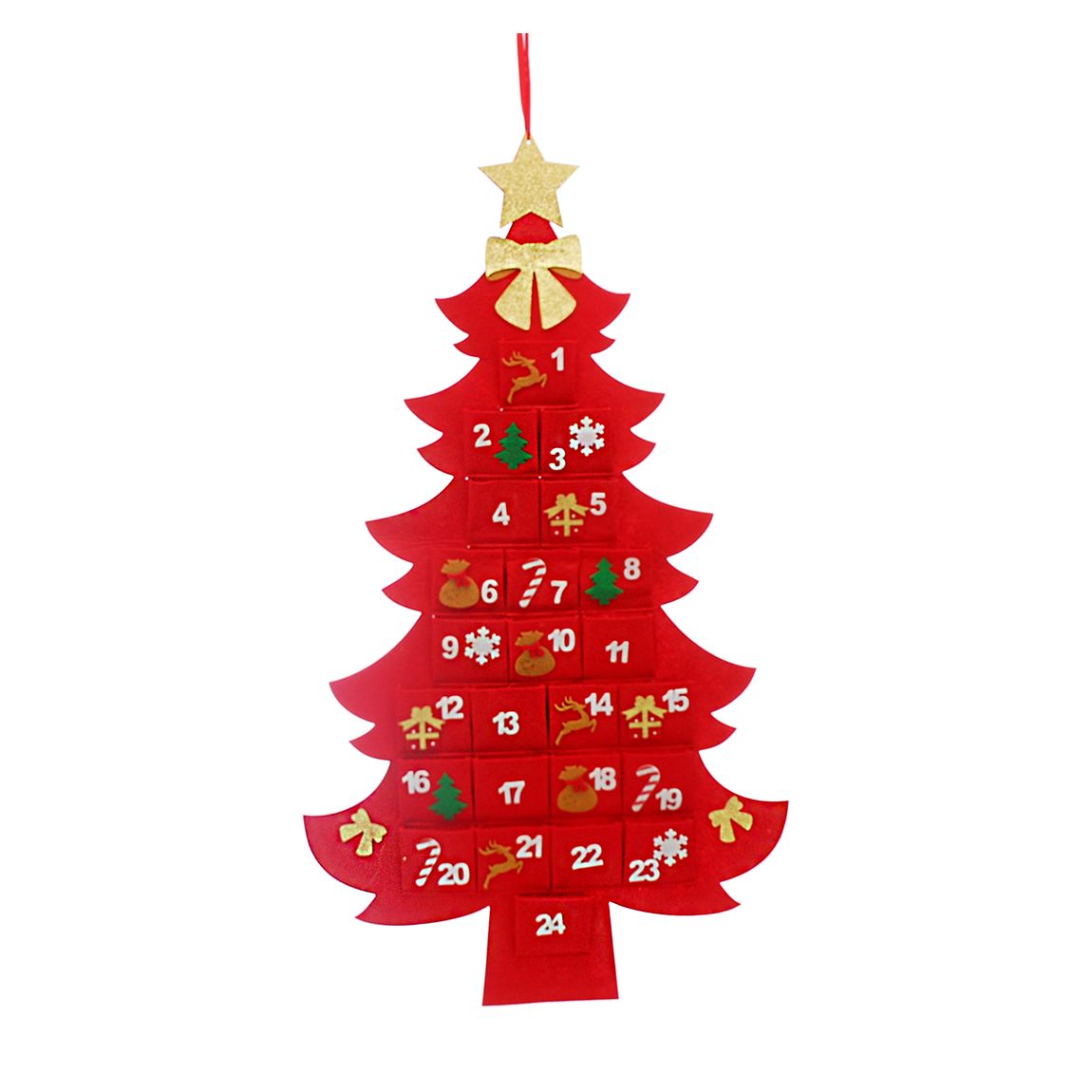 Fabric Red Tree Shape Advent Calendar main product photo