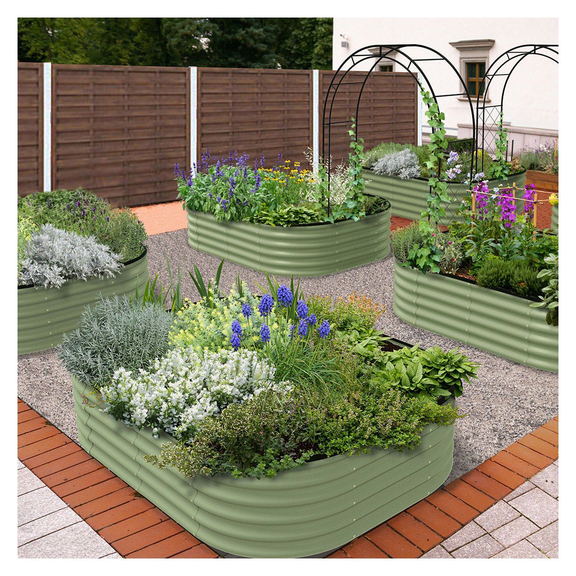 VegTub Modular Metal Raised Bed Kit, Sage Green main product photo