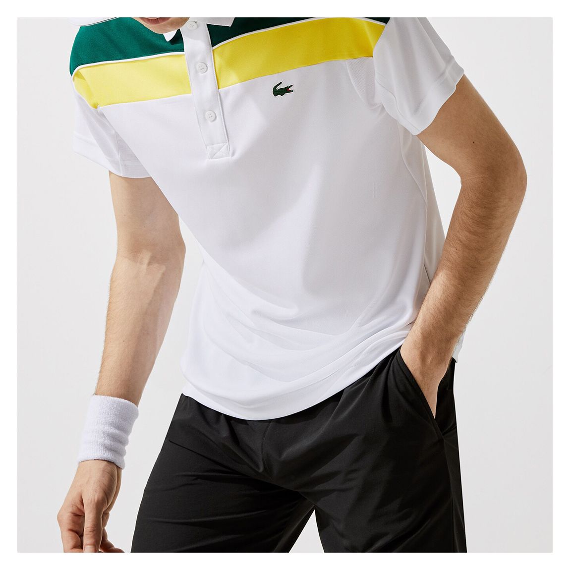 White Colour Block Polo Shirt main product photo