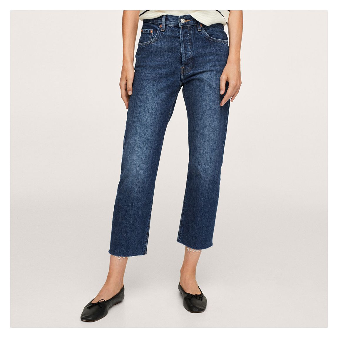 Dark Blue Cropped Straight Stretch Jeans main product photo