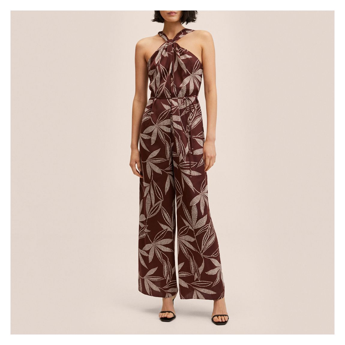 Brown Knot Printed Jumpsuit main product photo