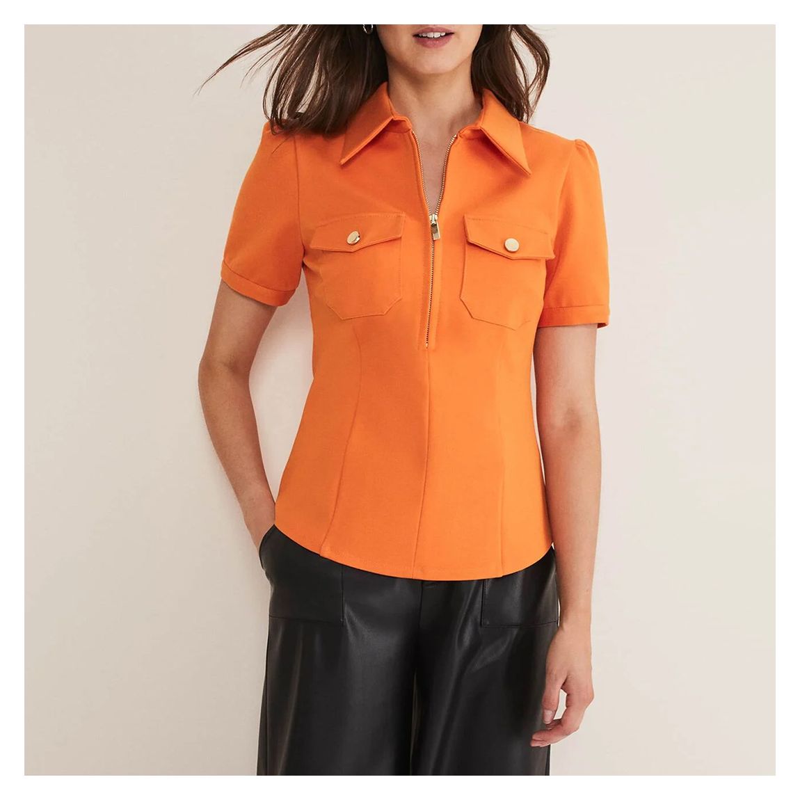 Orange Shaden Half Zip Shirt main product photo