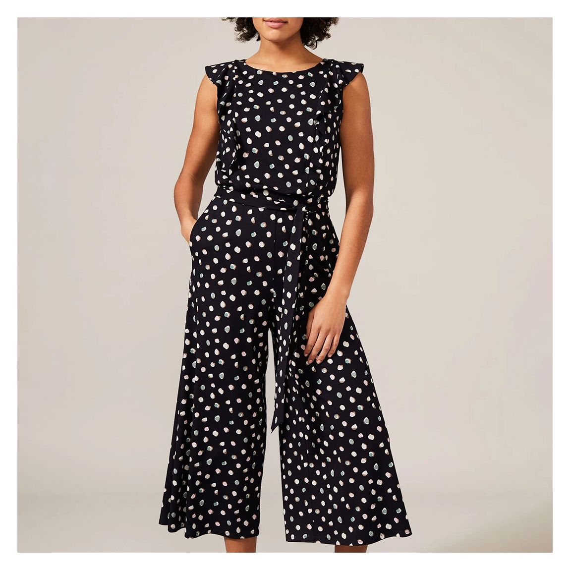 Black Electra Spot Print Jumpsuit main product photo