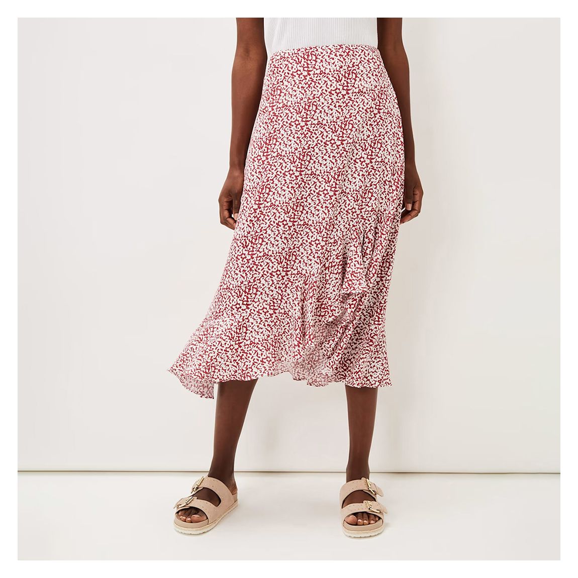 Red Lara Print Frill Hem Skirt main product photo