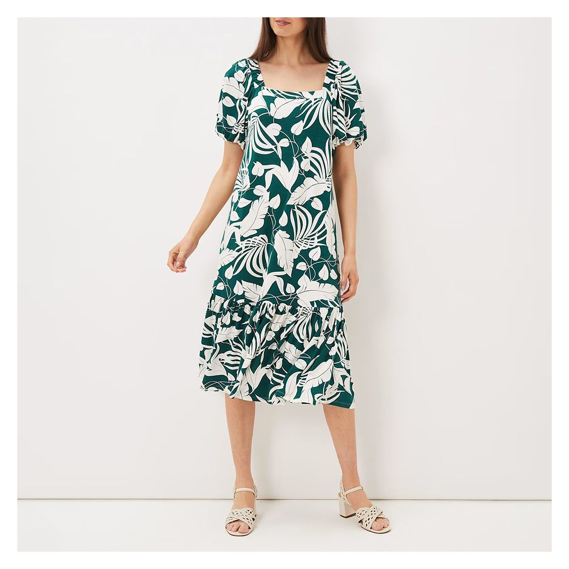 Green Aayra Palm Print Maxi Dress main product photo