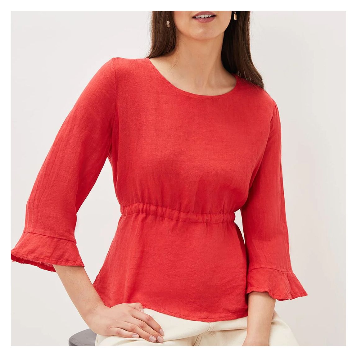 Bright Red Lola Channel Waist Blouse main product photo