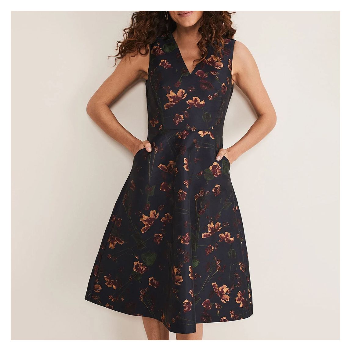 Navy Savannah Floral Print Dress main product photo