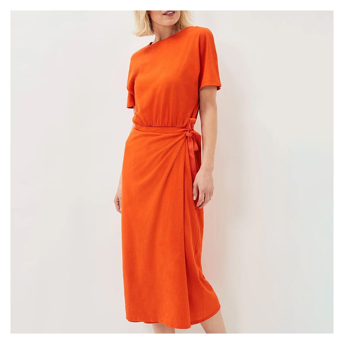 Orange Emmalyn Tie Waist Cotton Blend Dress main product photo