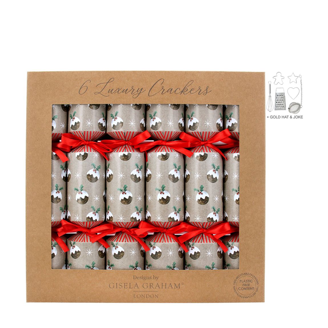 Set Of 6 Christmas Pudding Crackers main product photo