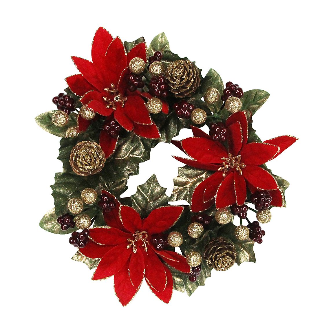 Poinsettia/Leaf/Berry Candle Ring, Large main product photo