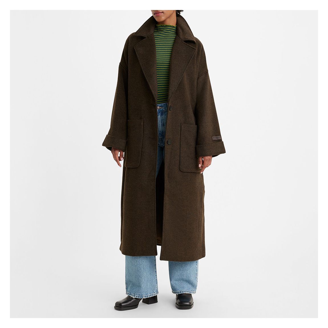 Mocha Wool Blend Trench Coat main product photo