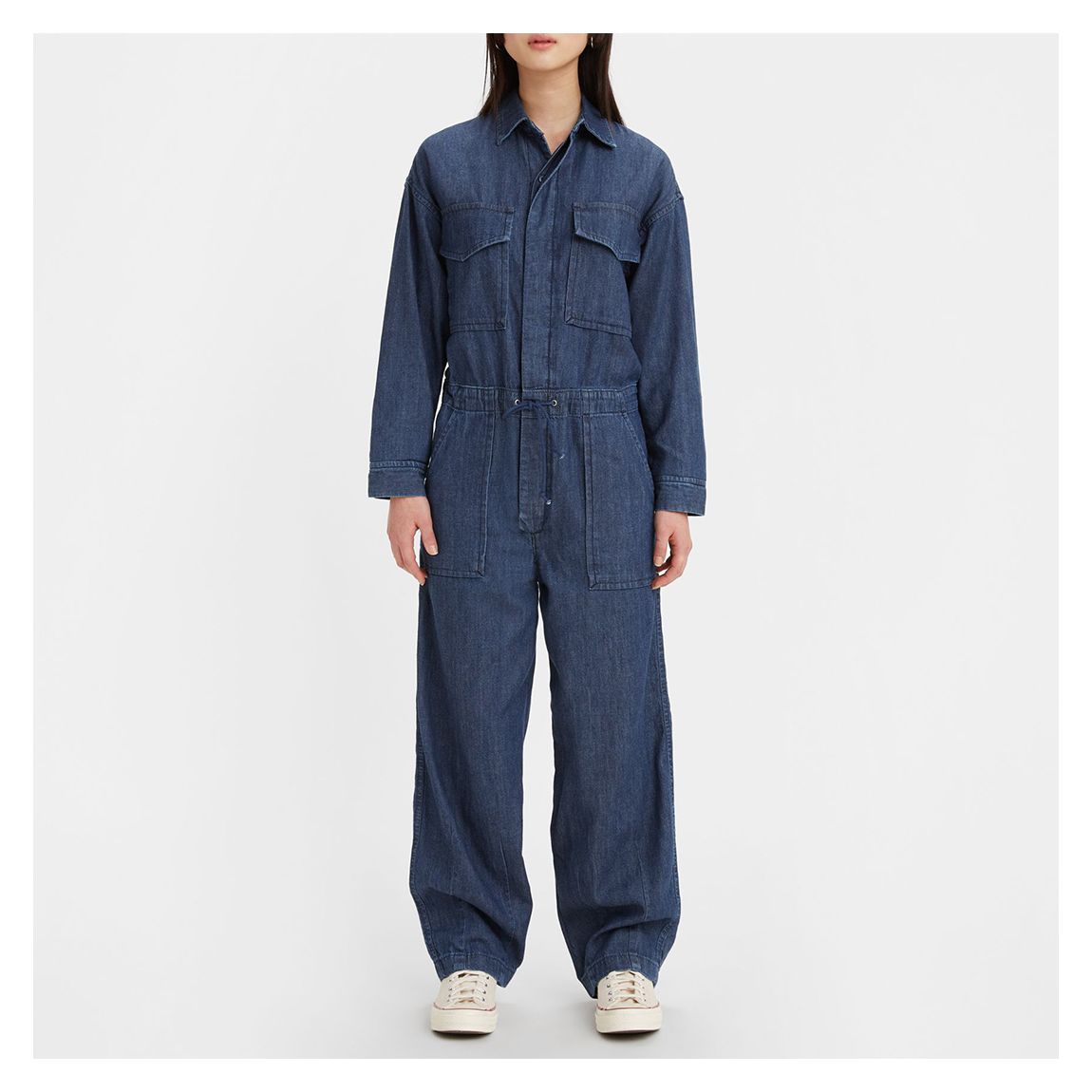 Dark Denim Relaxed Fit Denim Jumpsuit main product photo