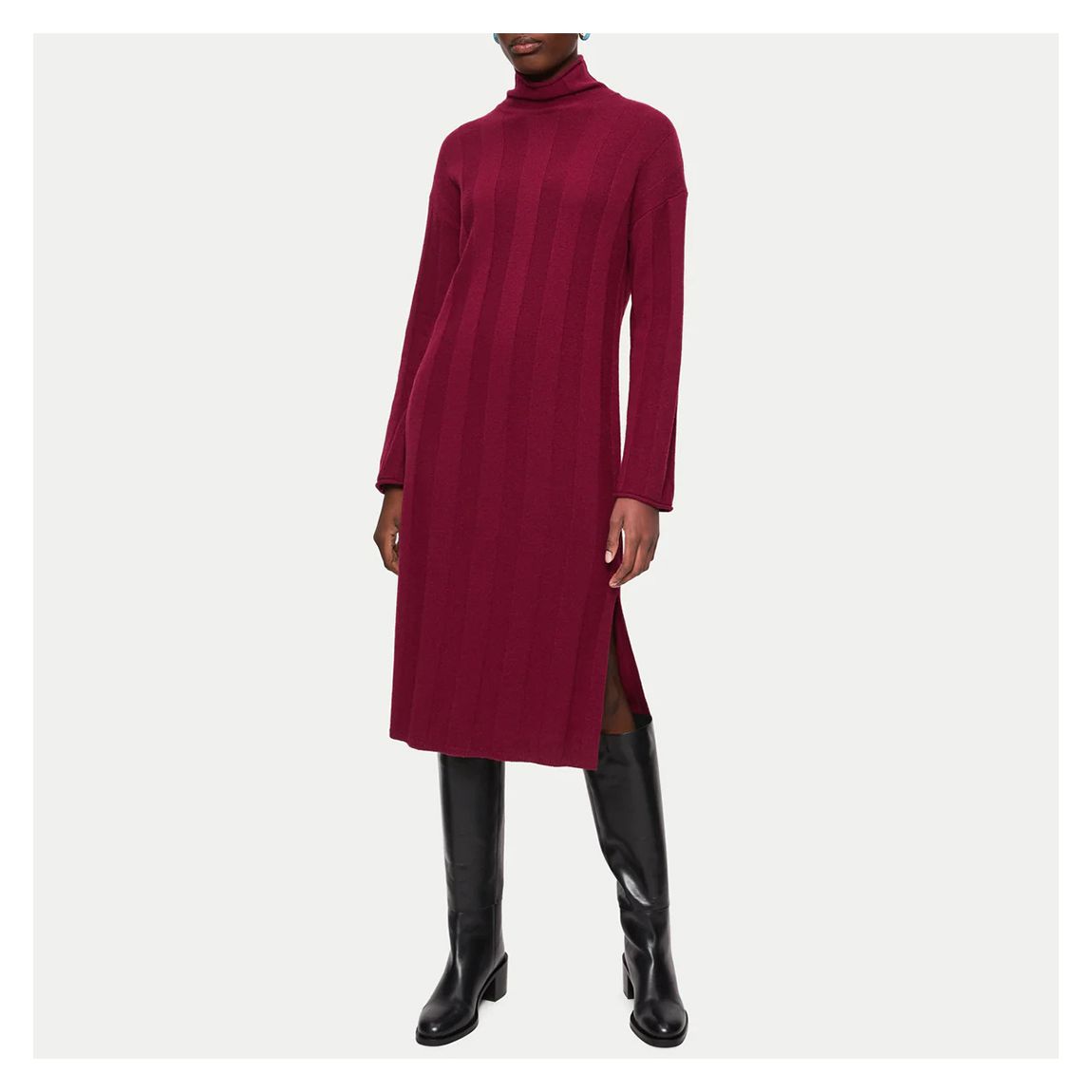 Red Ribbed Wool Jumper Dress main product photo