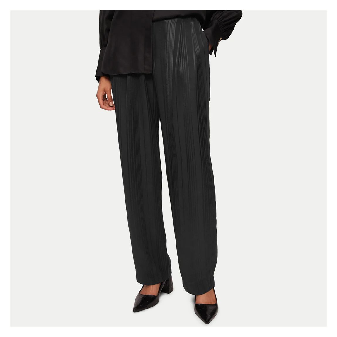 Black Striped Wide Leg Trousers main product photo