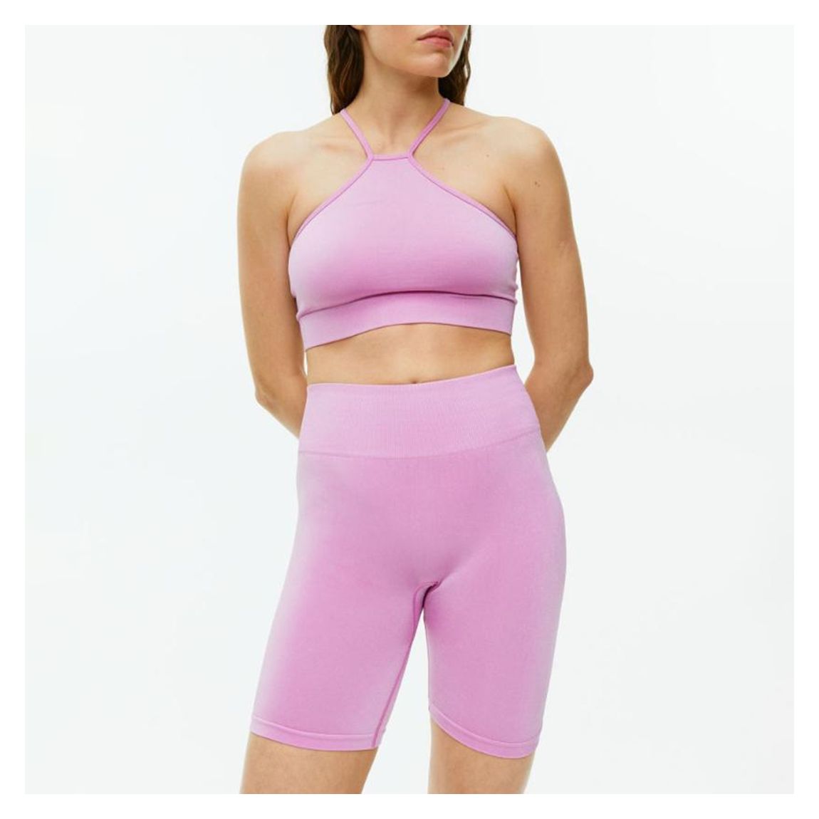 Pink Seamless Sports Bra main product photo