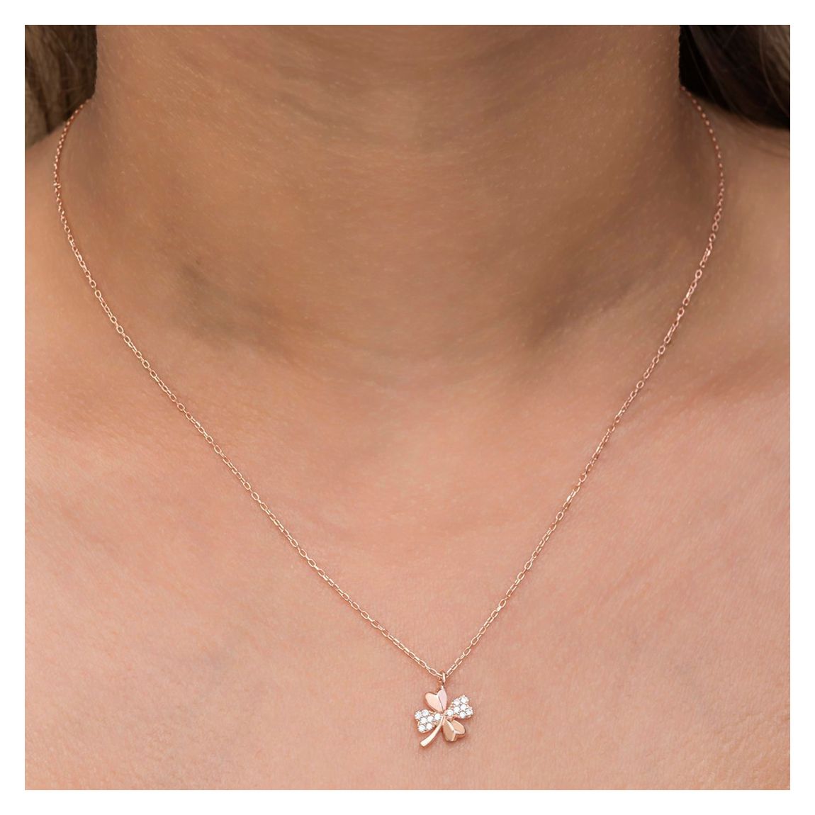 Rose Gold Shamrock Pendant Necklace main product photo