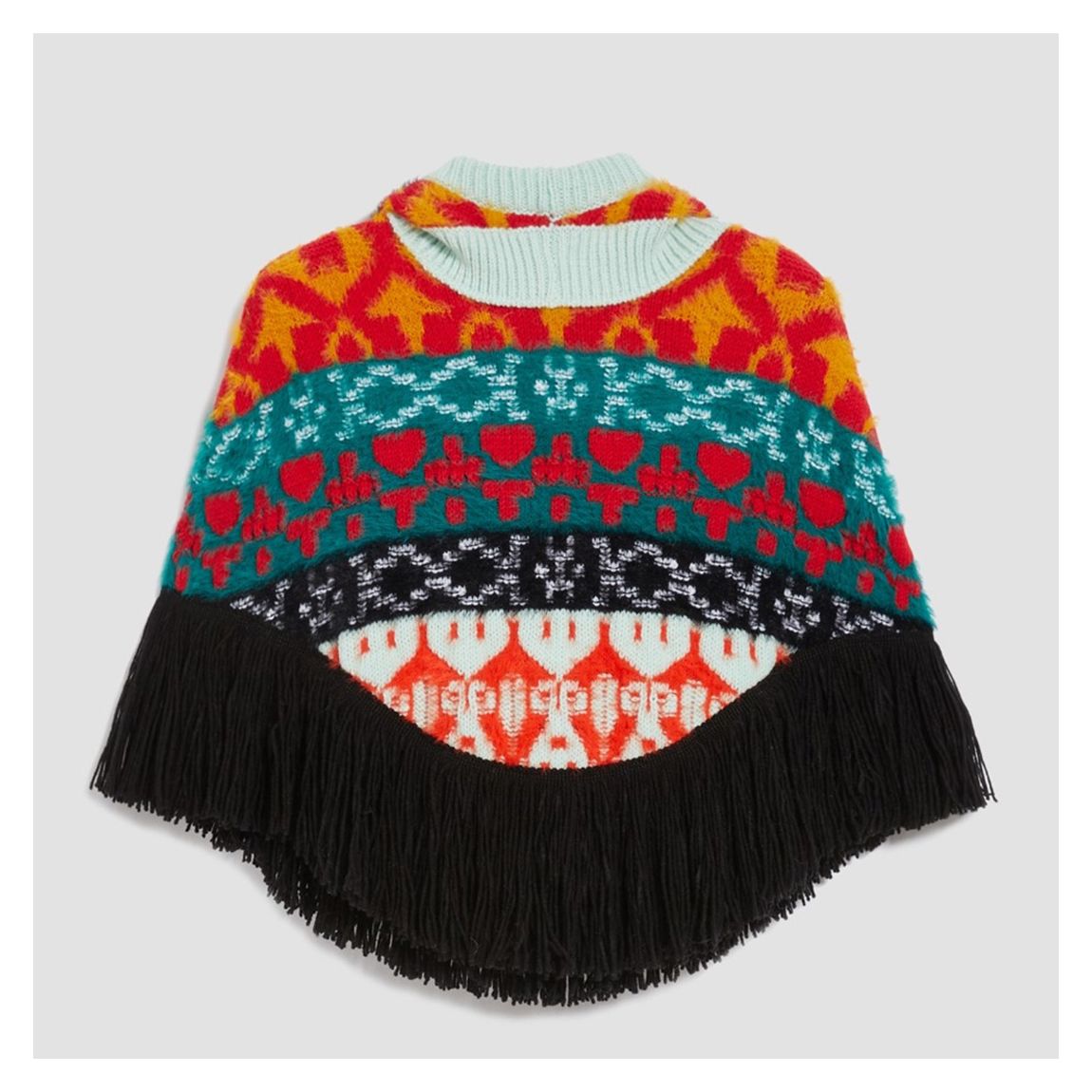Multi Pattern Abbracci Wool Blend Poncho main product photo
