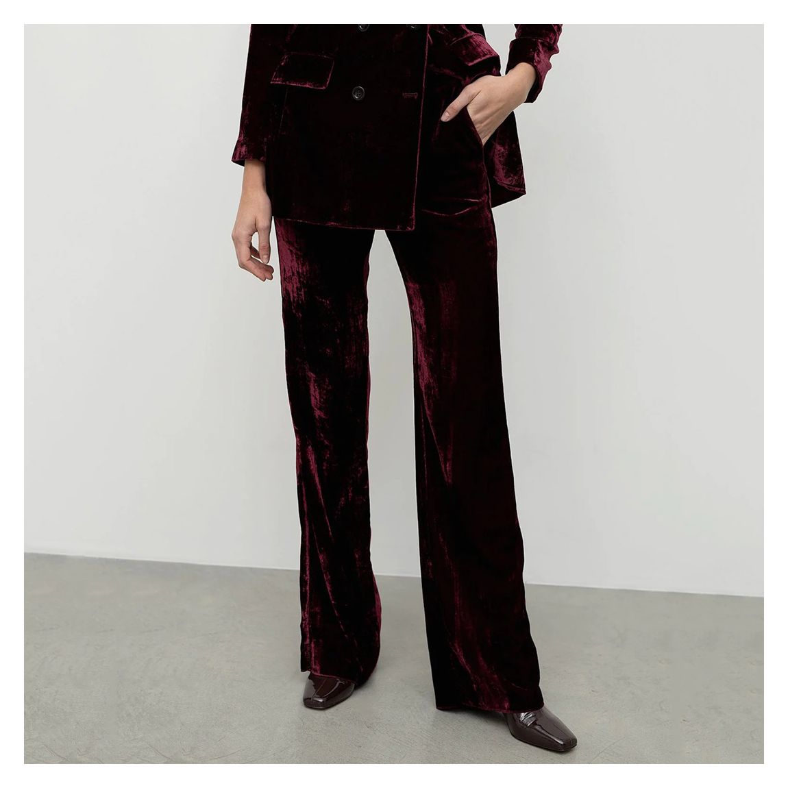 Dark Red Silvano Velvet Trouser main product photo