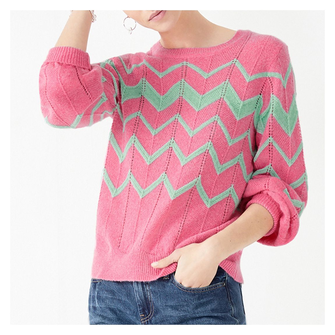 Pink Harley Wool Blend Chevron Jumper main product photo