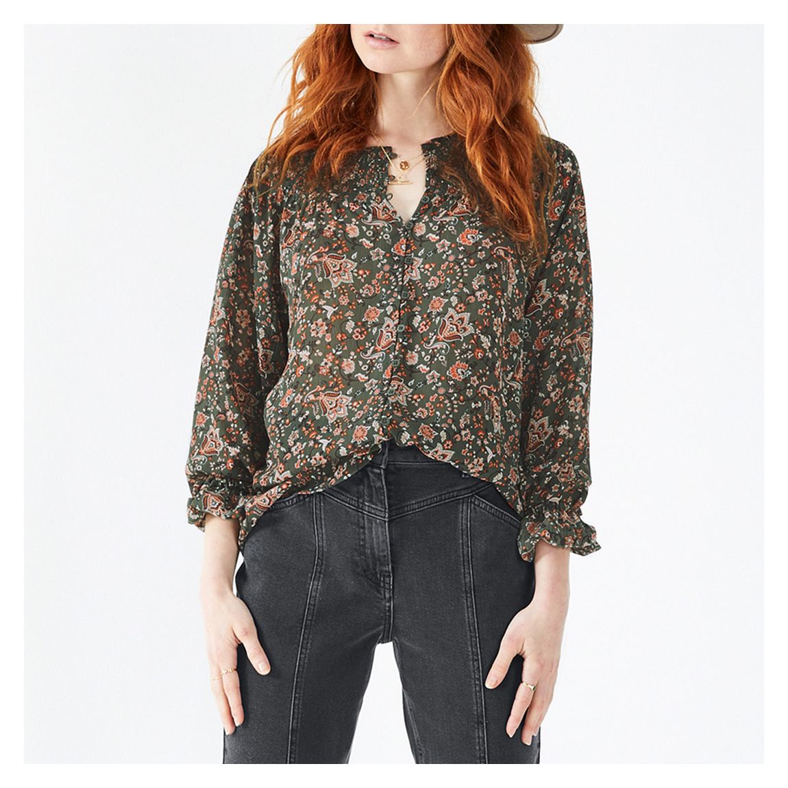 Multi Lana Paisley Print Shirred Blouse main product photo