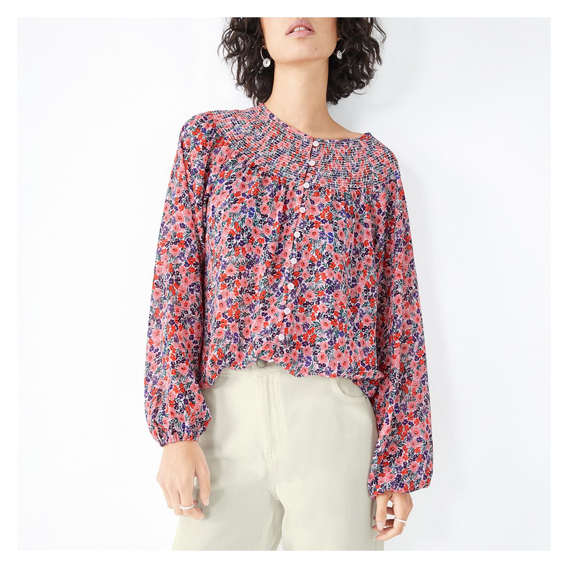Multi Lana Floral Print Shirred Blouse main product photo