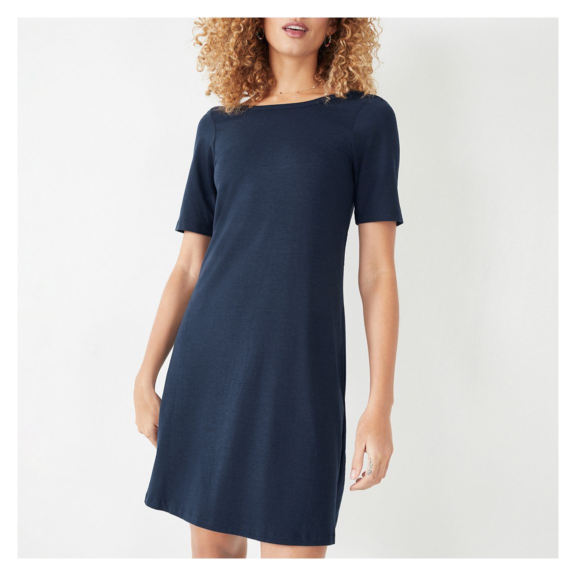 Navy Sal Cotton Blend Jersey Mini Dress main product photo