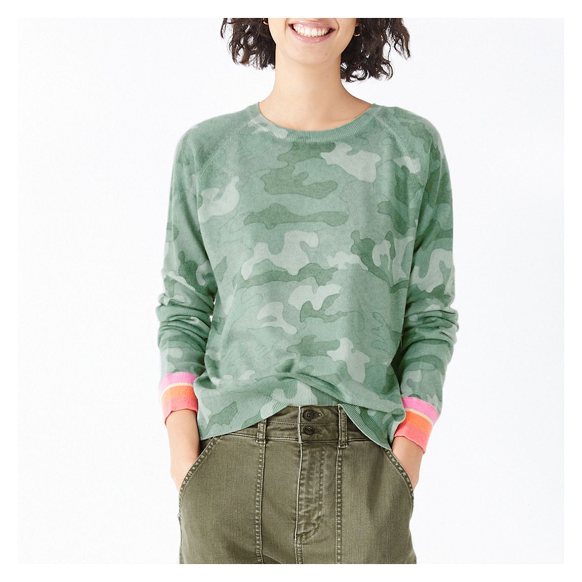 Green Pipa Wool Blend Camo Printed Jumper main product photo