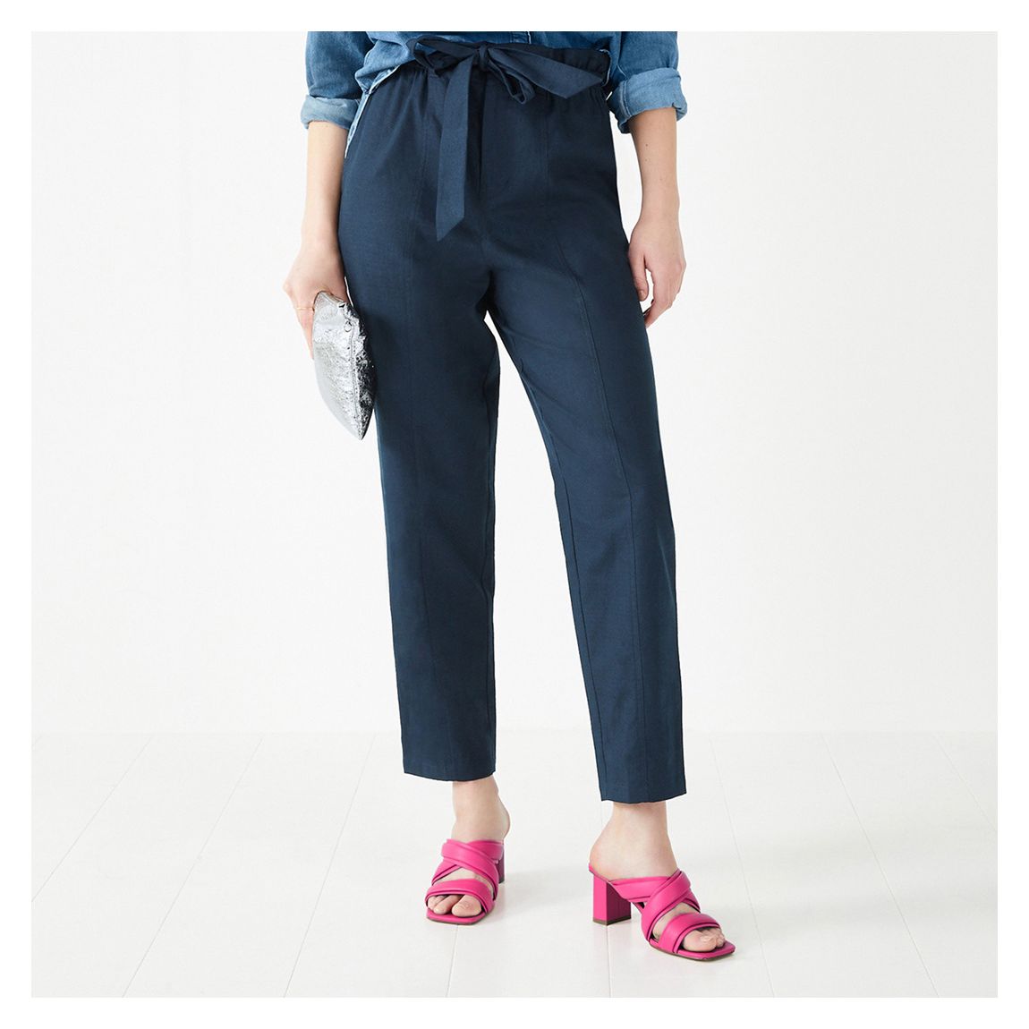 Navy Brook Linen Cotton Blend Trousers main product photo