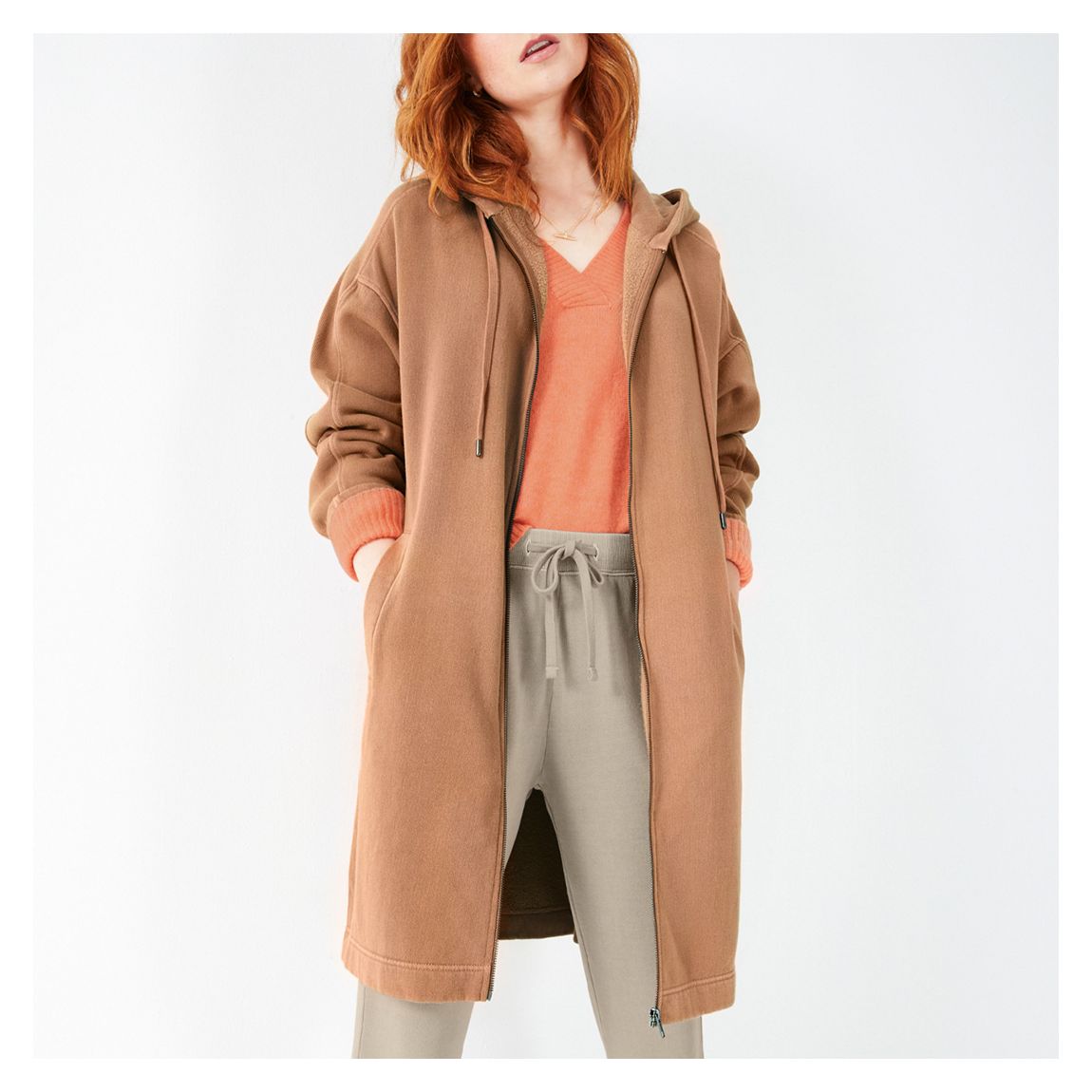 Brown Hooded Cotton Jersey Jacket main product photo