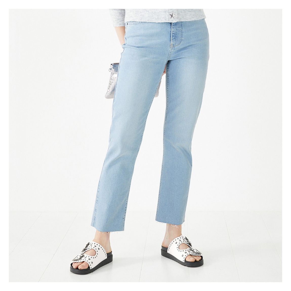 Light Blue Lenny Straight Leg Stretch Jeans main product photo
