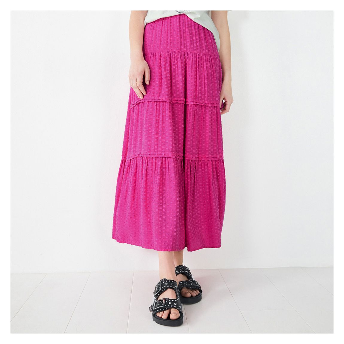 Pink Branwen Pintucked Maxi Skirt main product photo