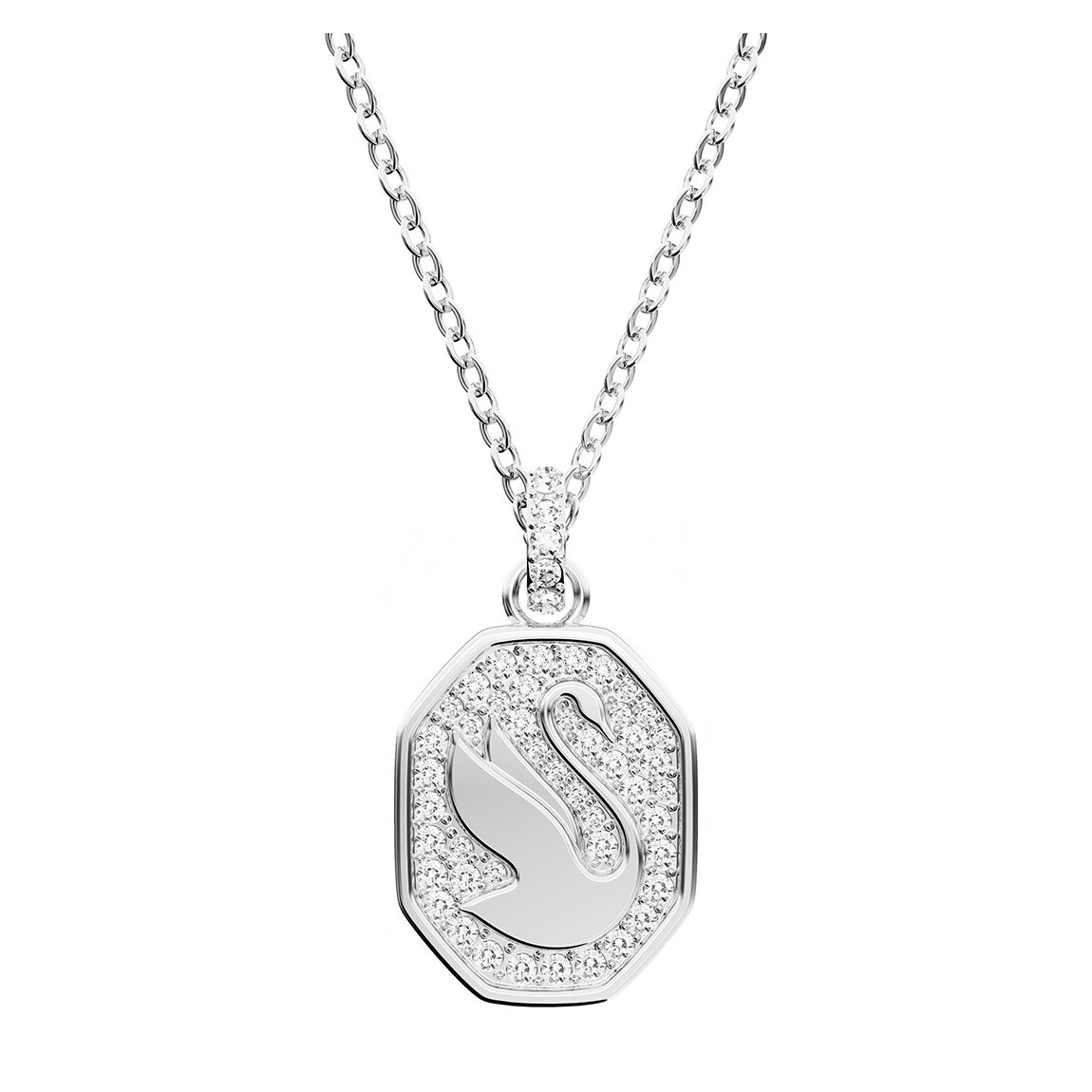 White Crystal Signum Octagonal Pendant Necklace main product photo