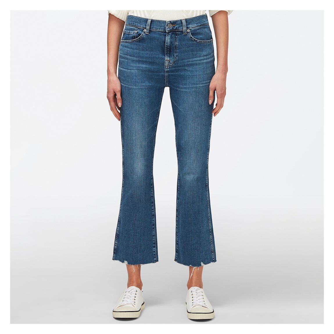 Light Blue Crop Flared Stretch Jeans main product photo