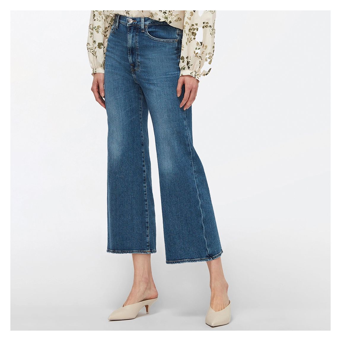 Blue Crop Flared Stretch Jeans main product photo