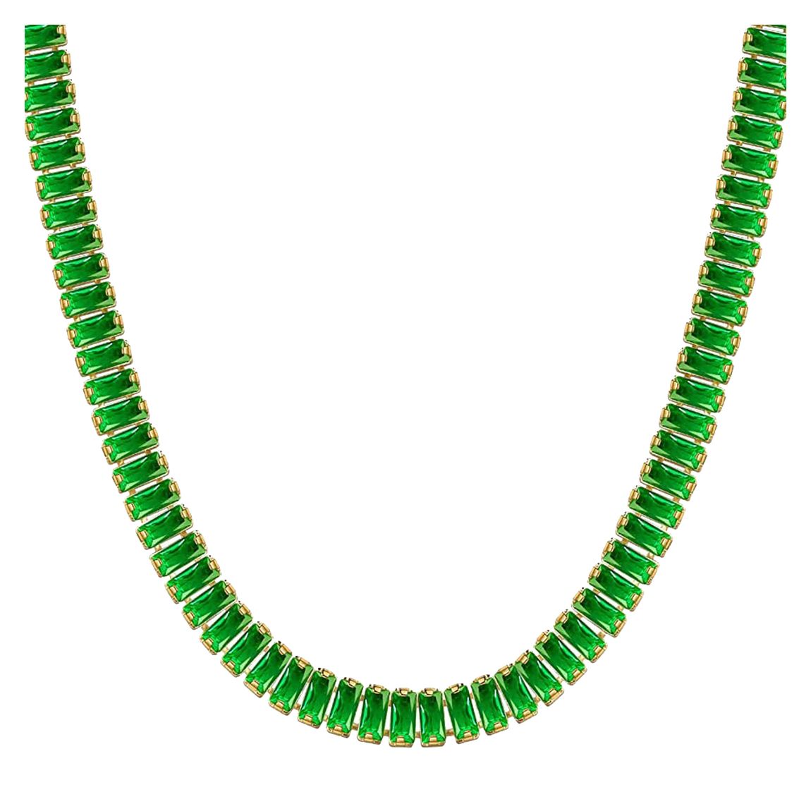 18k Gold Green Cz Tennis Necklace main product photo