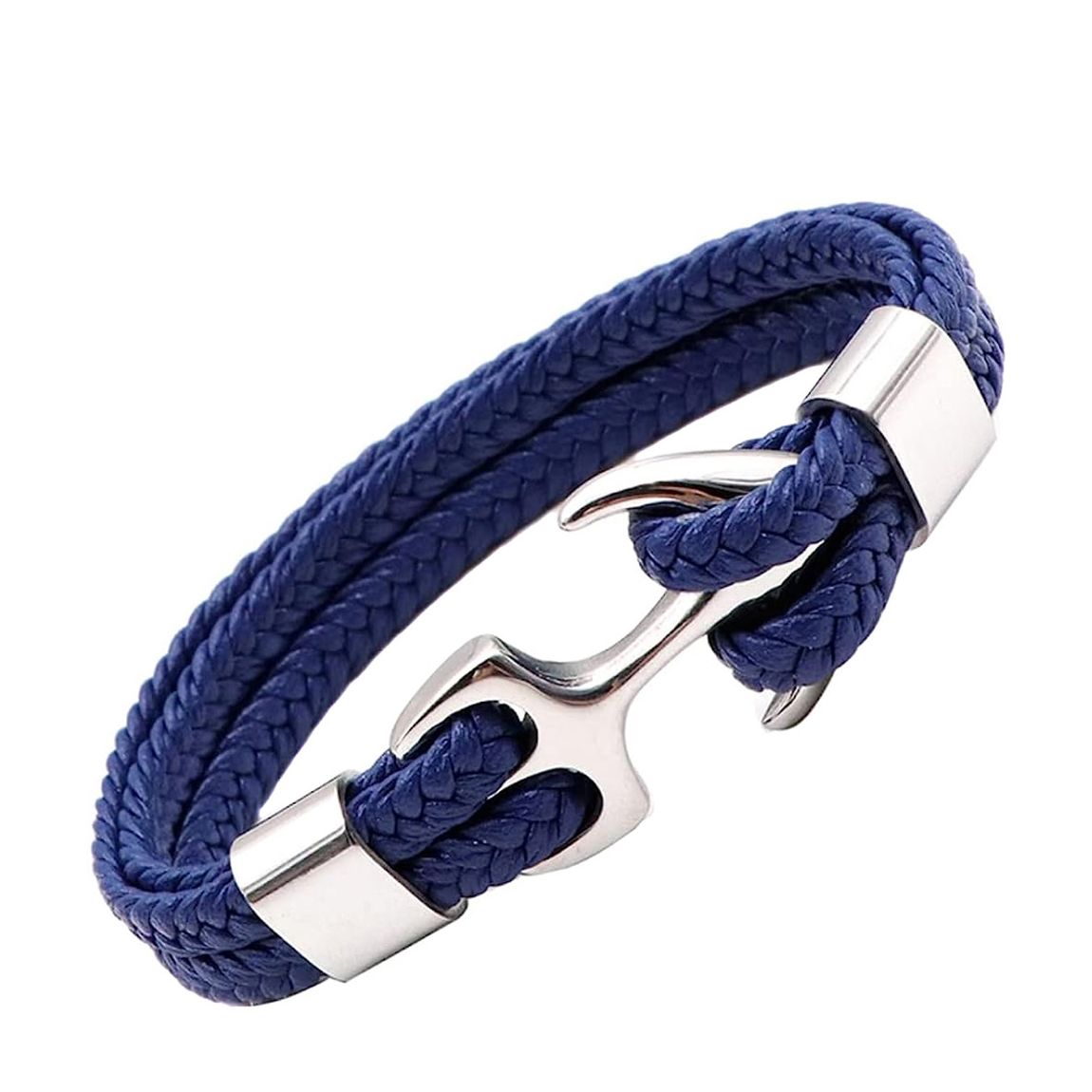 Silver & Blue Leather Nautical Bracelet main product photo