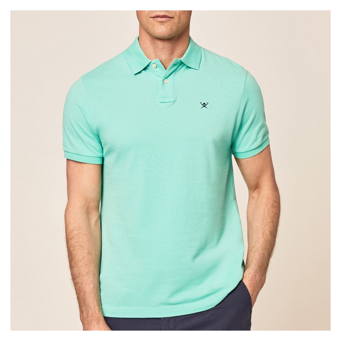 Aqua Blue Logo Collar Cotton Polo Shirt main product photo