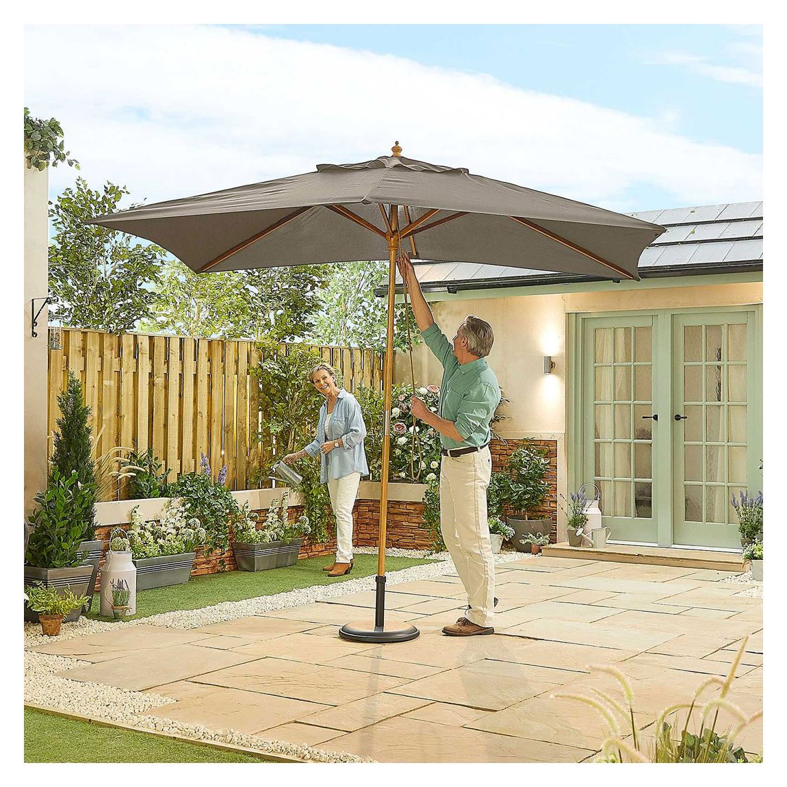 Dominica Wooden Parasol - 3m x 2m Rectangular, Grey main product photo