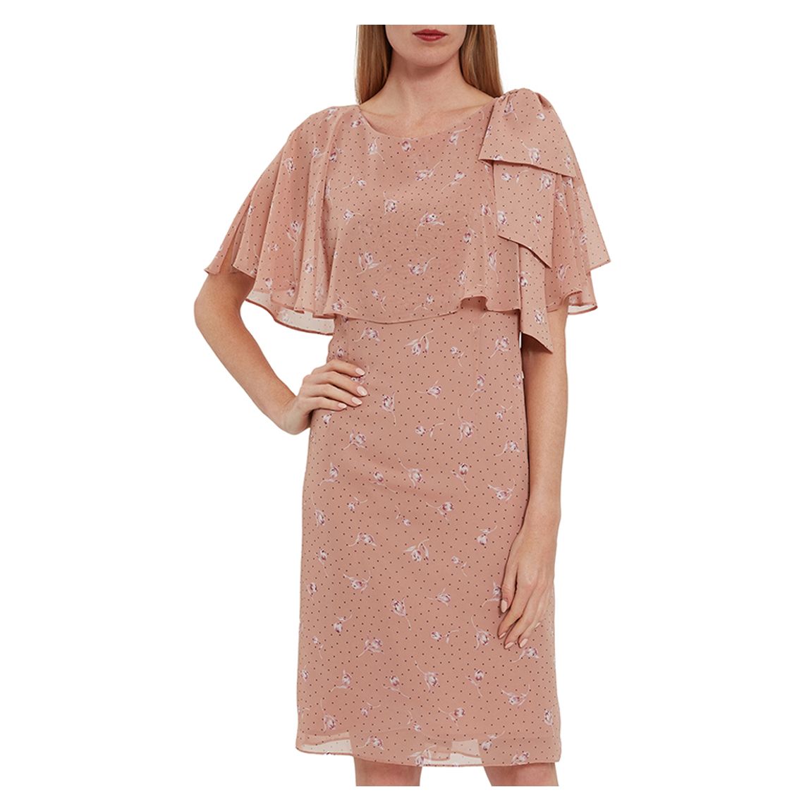 Dusty Pink Claren Floral Spot Chiffon Dress main product photo