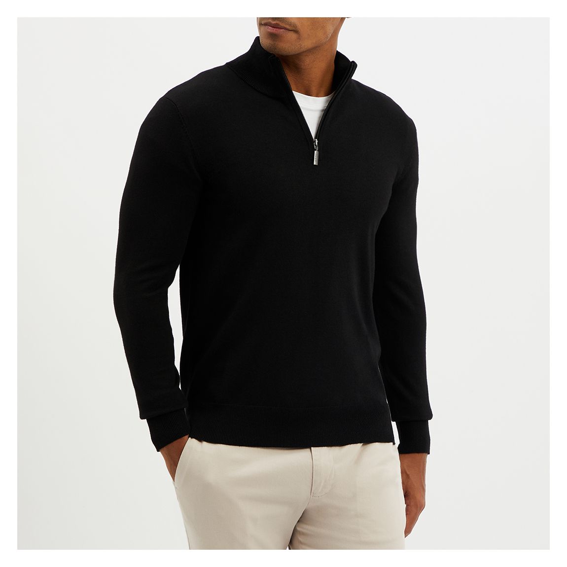Black Quarter Zip Cashmere Blend Jumper main product photo