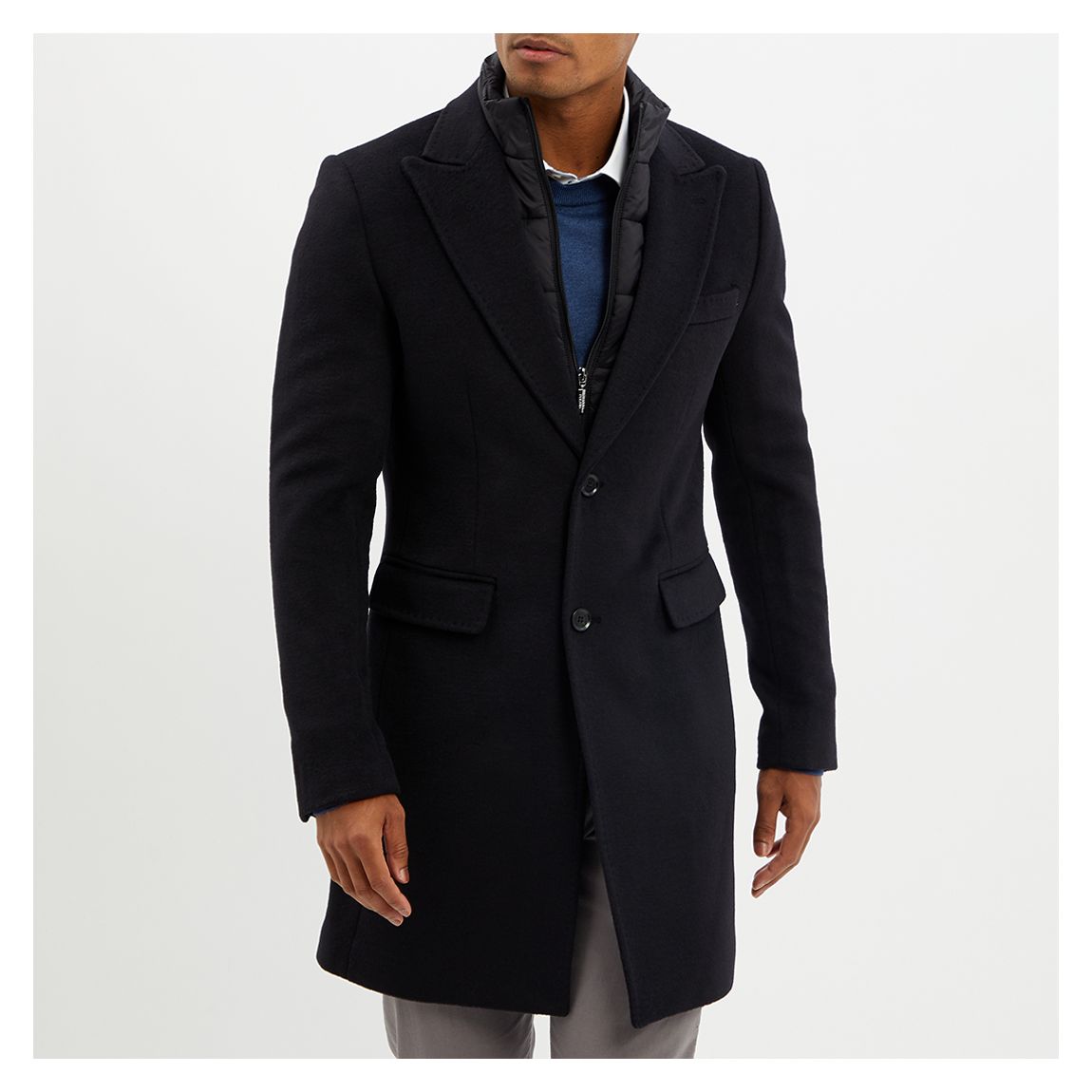 Navy Insert Wool Blend Coat main product photo