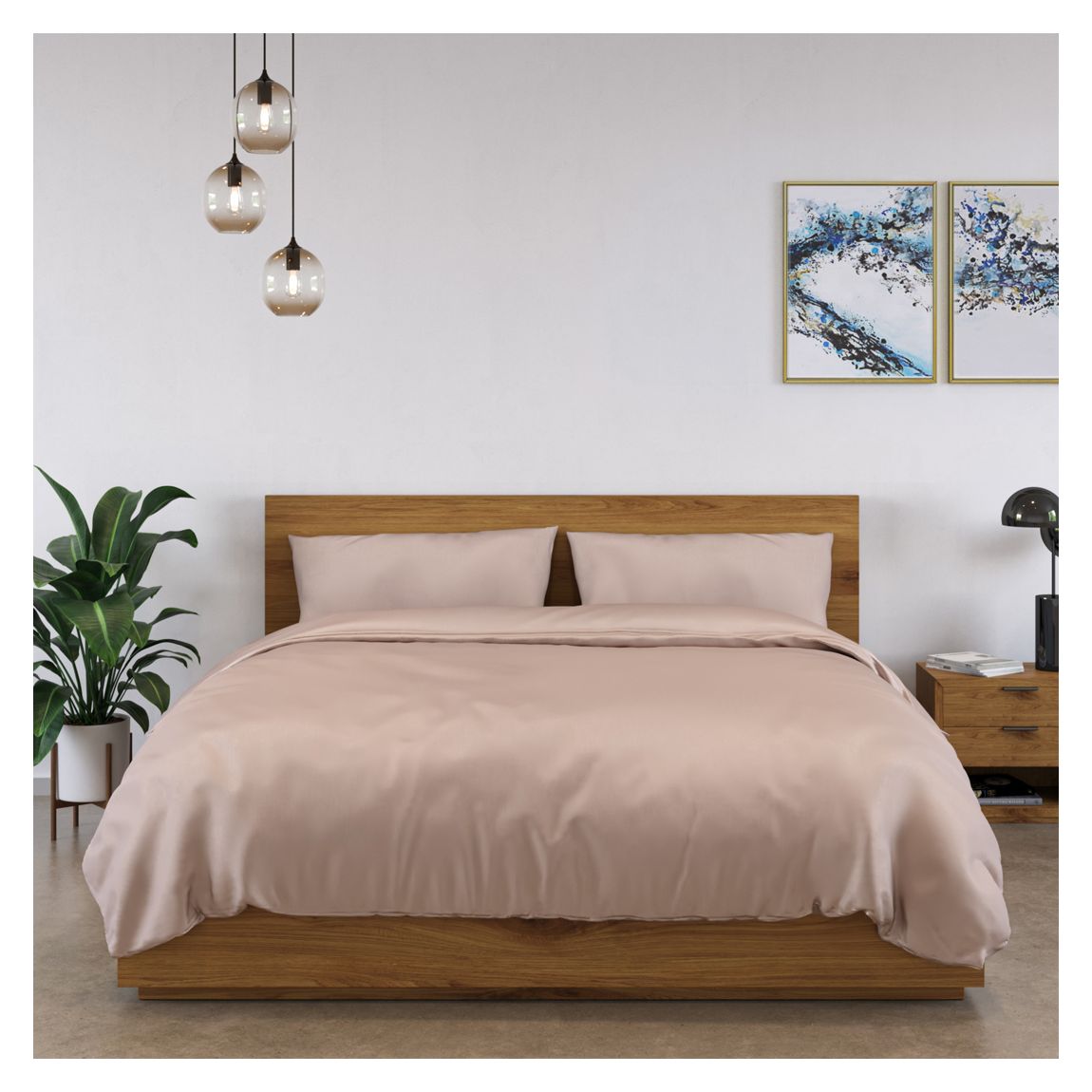 100% Bamboo Double Bedding Set, Vintage Pink main product photo