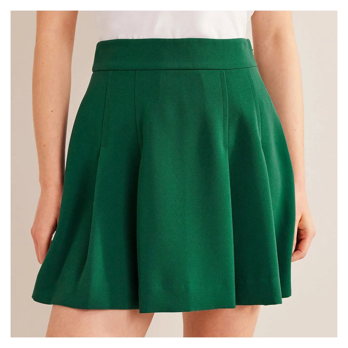 Green Pleated Crepe Mini Skirt main product photo